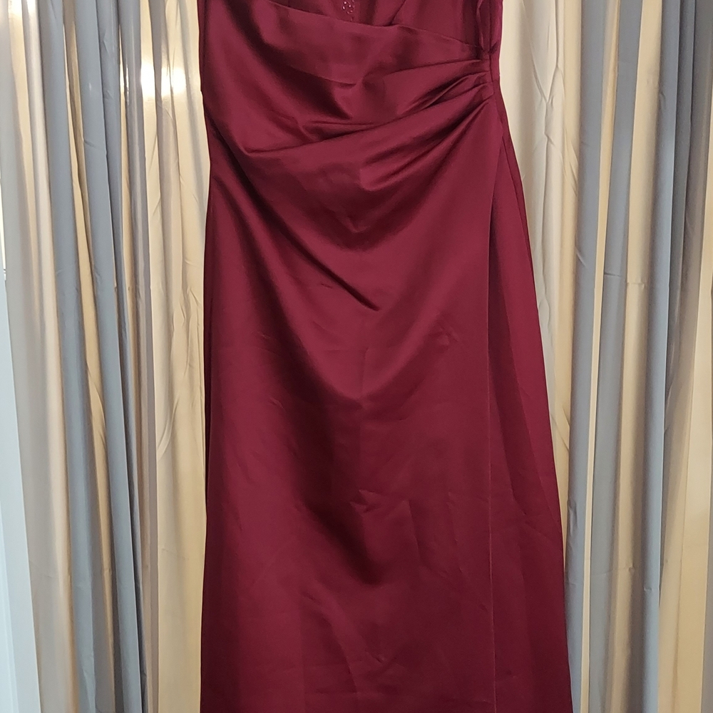 Vintage Maroon Runched Sheath Formal Dress With Spaghetti Straps/Matching Purse - Picture 5 of 14